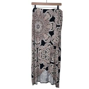 Maeve Anthropologie Corvo Faux Wrap Skirt Womens Medium Black Beige Paisley Boho